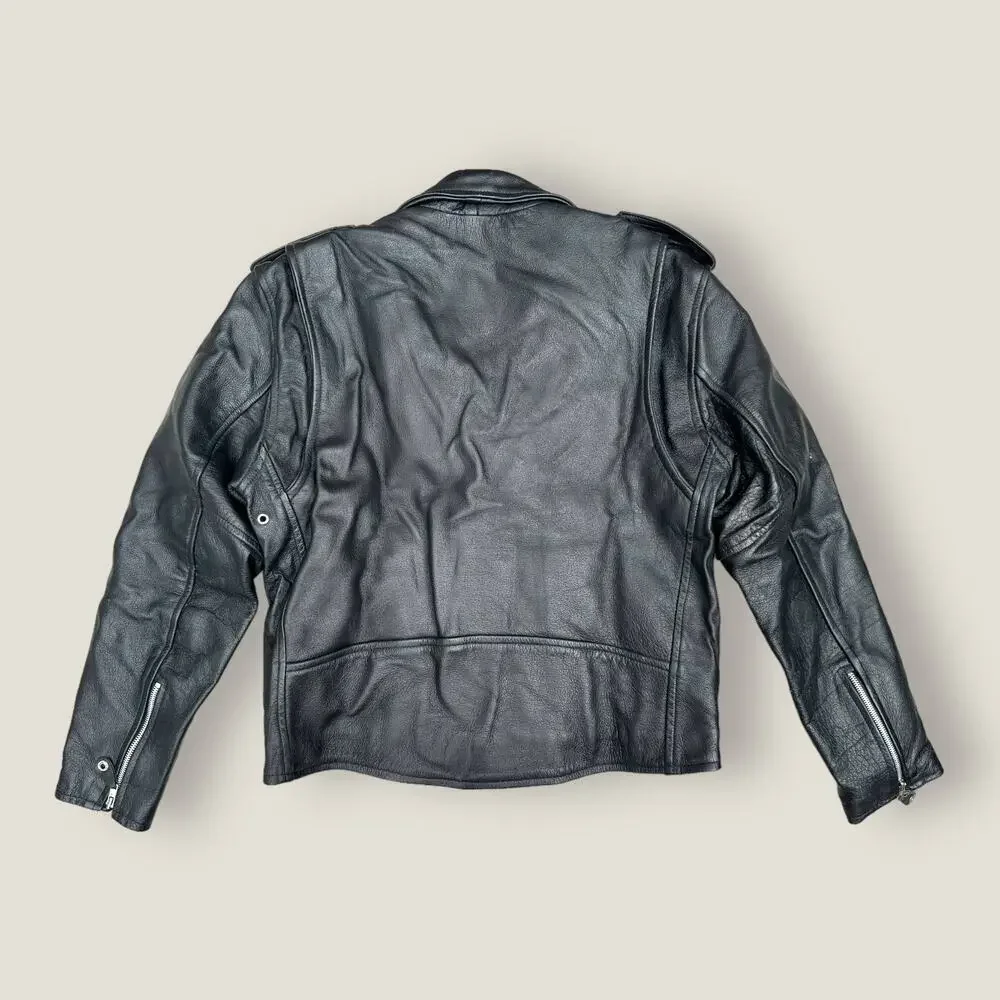 Classic Black Leather Biker Jacket - Picture 2 of 6